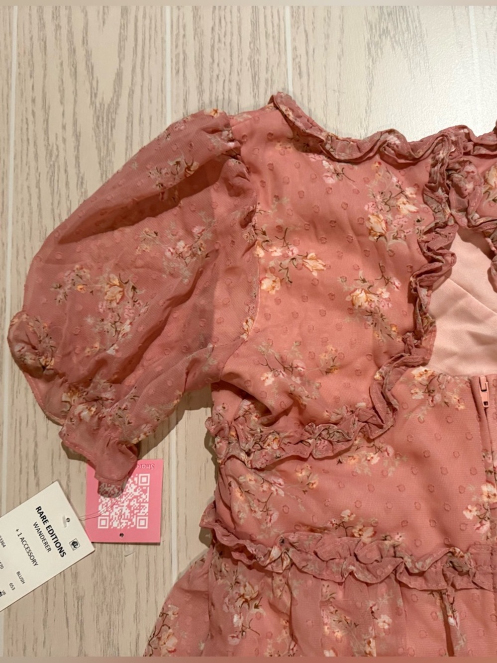 Rare Editions‎ Pink Floral Dress Girls 16 Ruffle Tiered Chiffon Necklace NWT - Picture 14 of 16